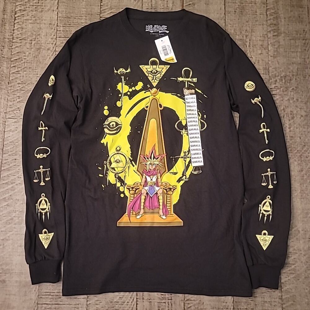 1996 Yu-Gi-Oh! T-Shirt Men Small Pharaoh Throne Graphic Print long sleeve Shirt